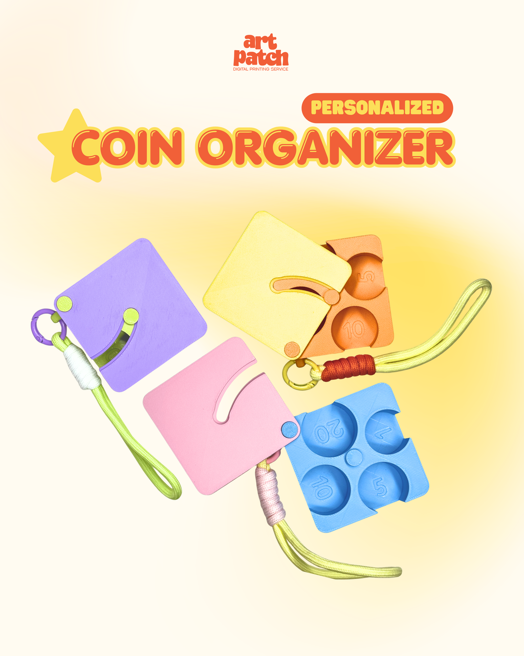 Personalized 3D Printed Coin Organizer (Square)