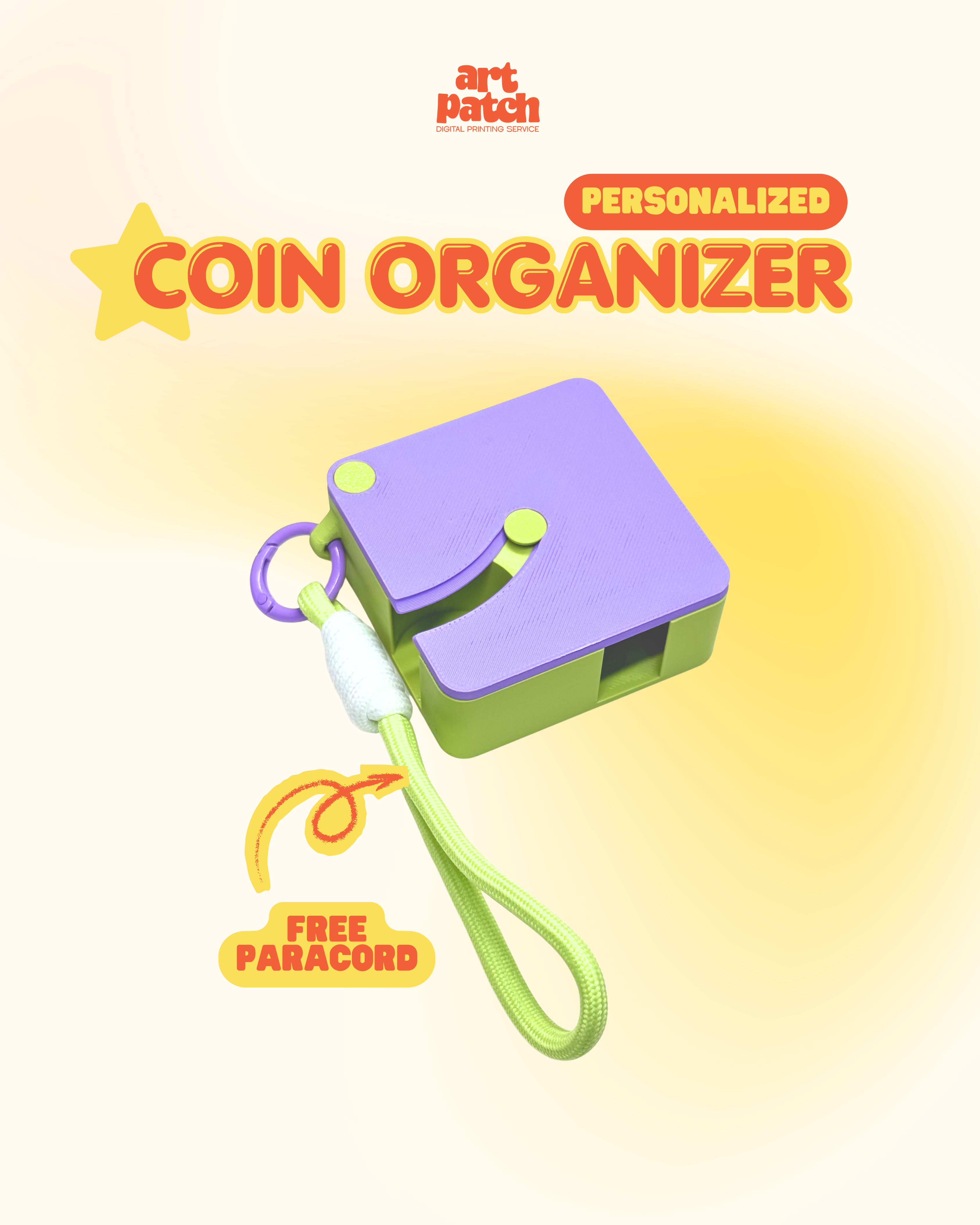 Personalized 3D Printed Coin Organizer (Square)