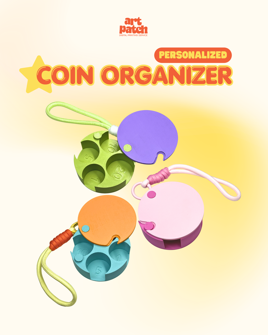 Personalized 3D Printed Coin Organizer (Round)