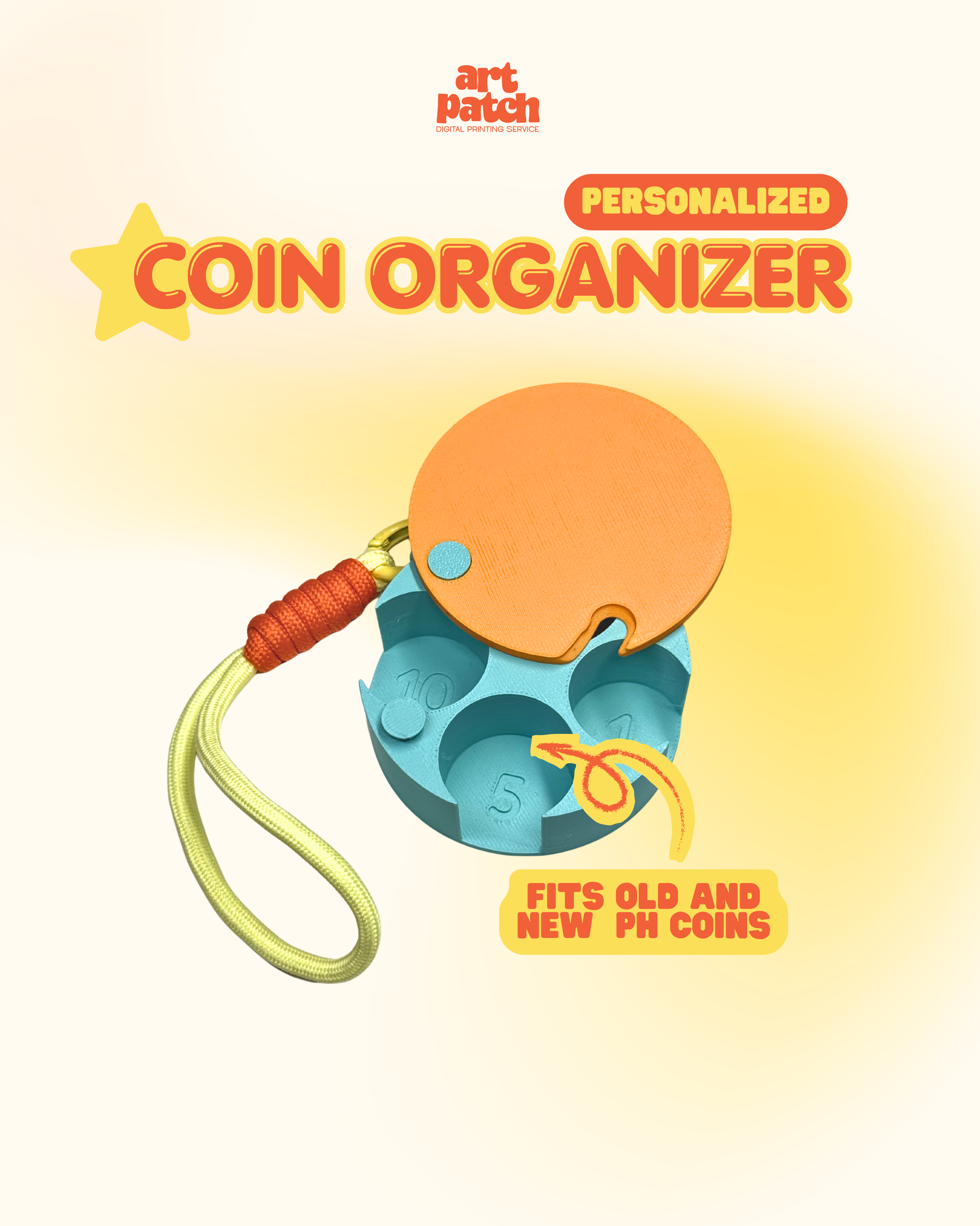 Personalized 3D Printed Coin Organizer (Round)