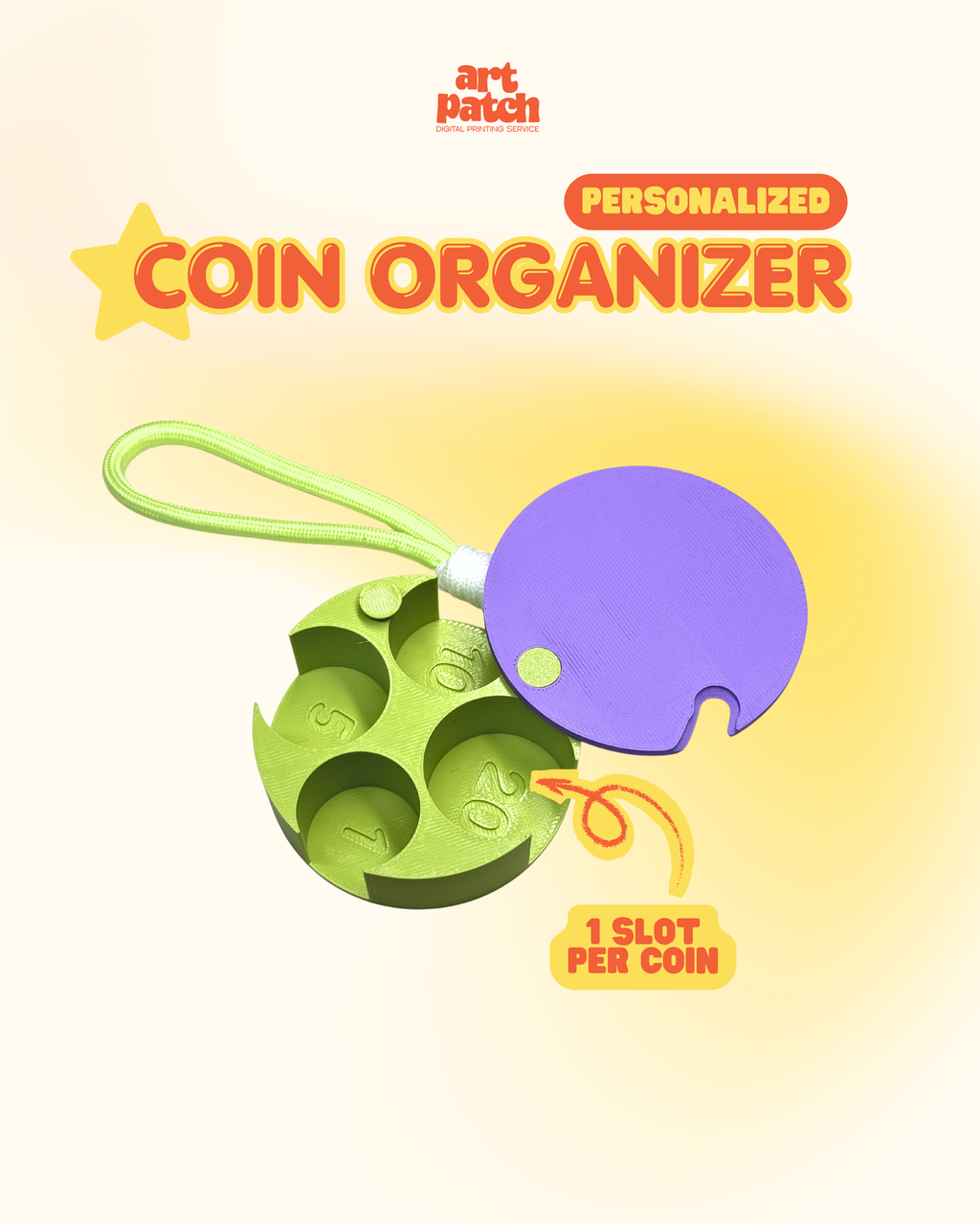 Personalized 3D Printed Coin Organizer (Round)