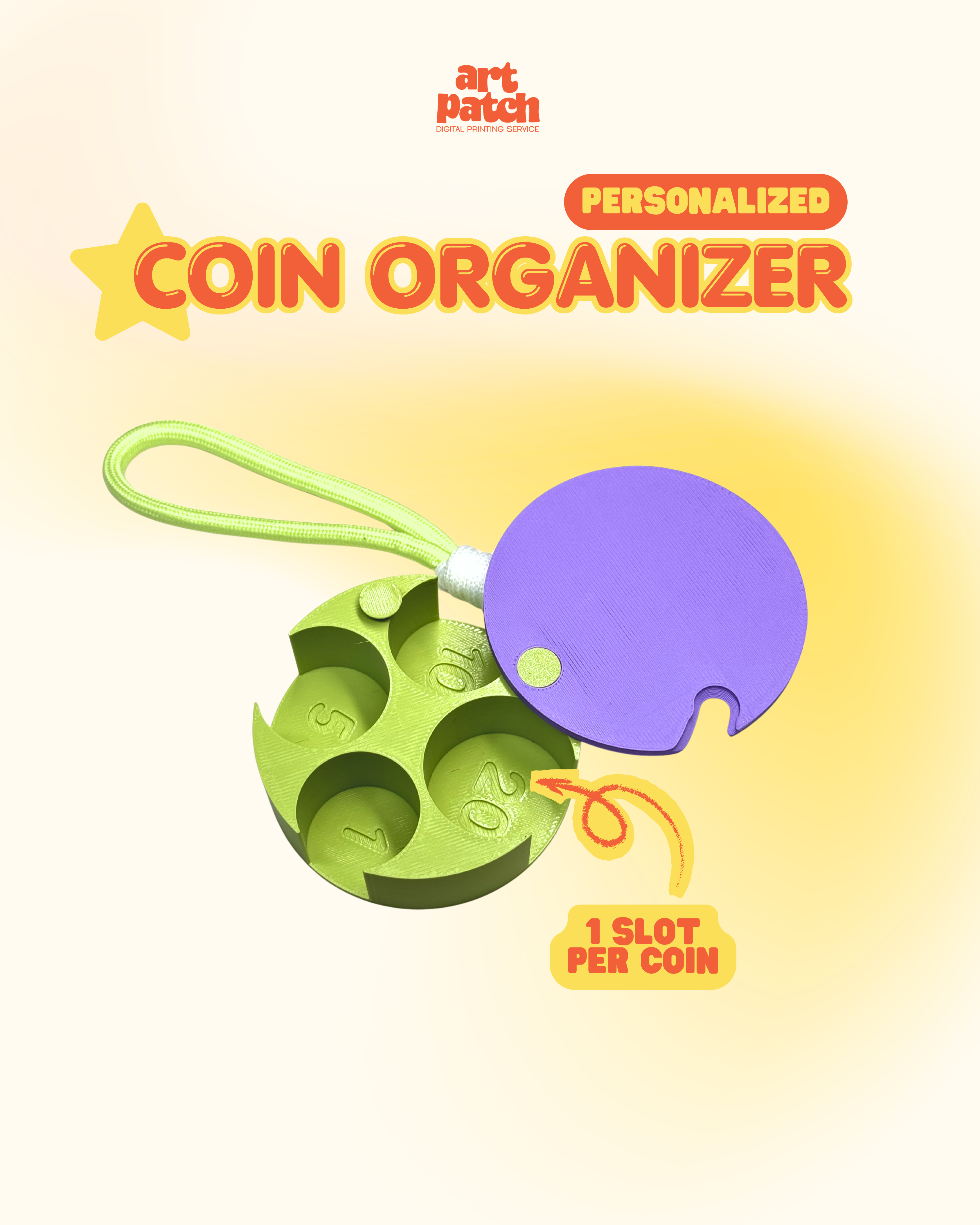 Personalized 3D Printed Coin Organizer (Round)