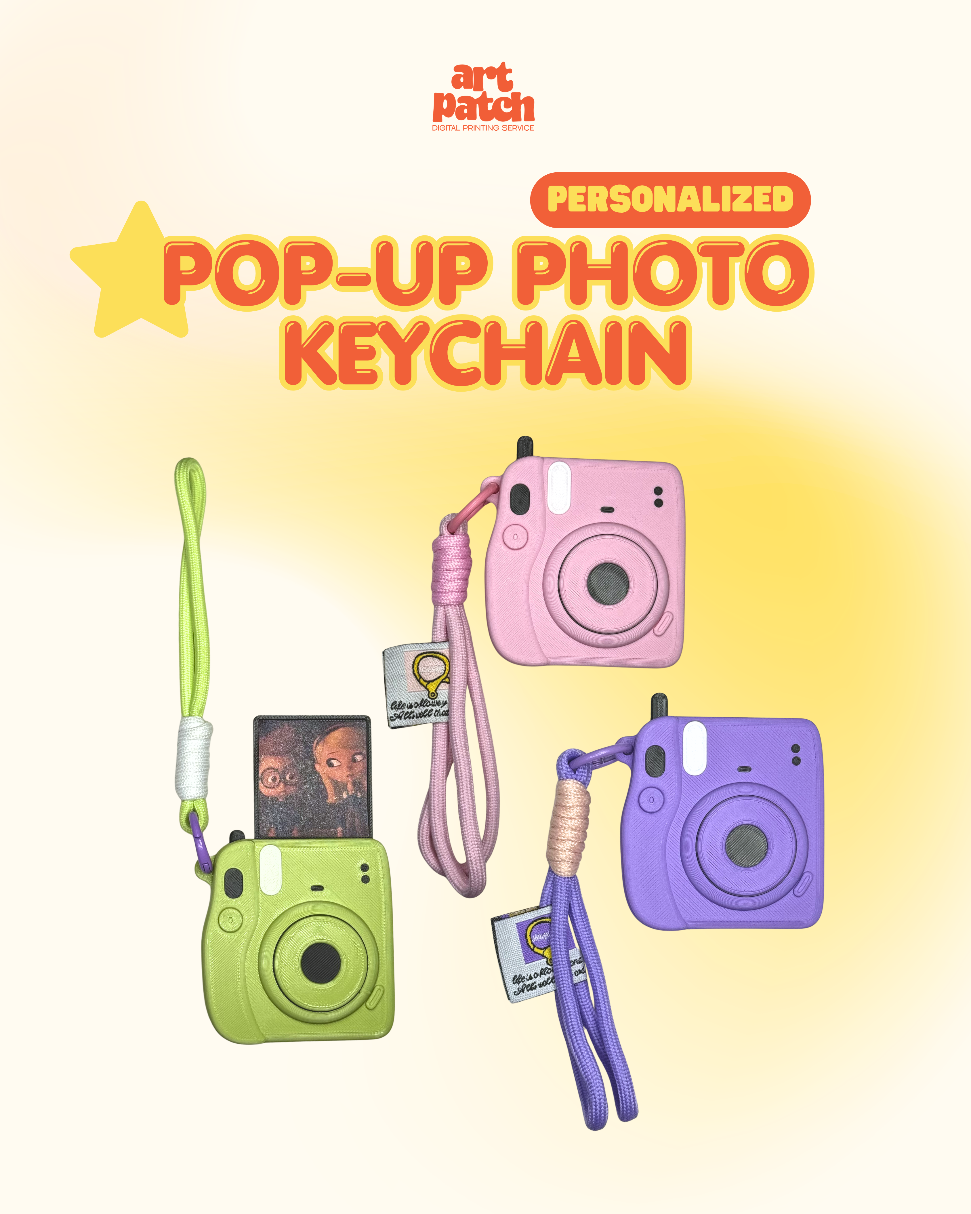 Personalized 3D Printed Pop-up Photo Keychain