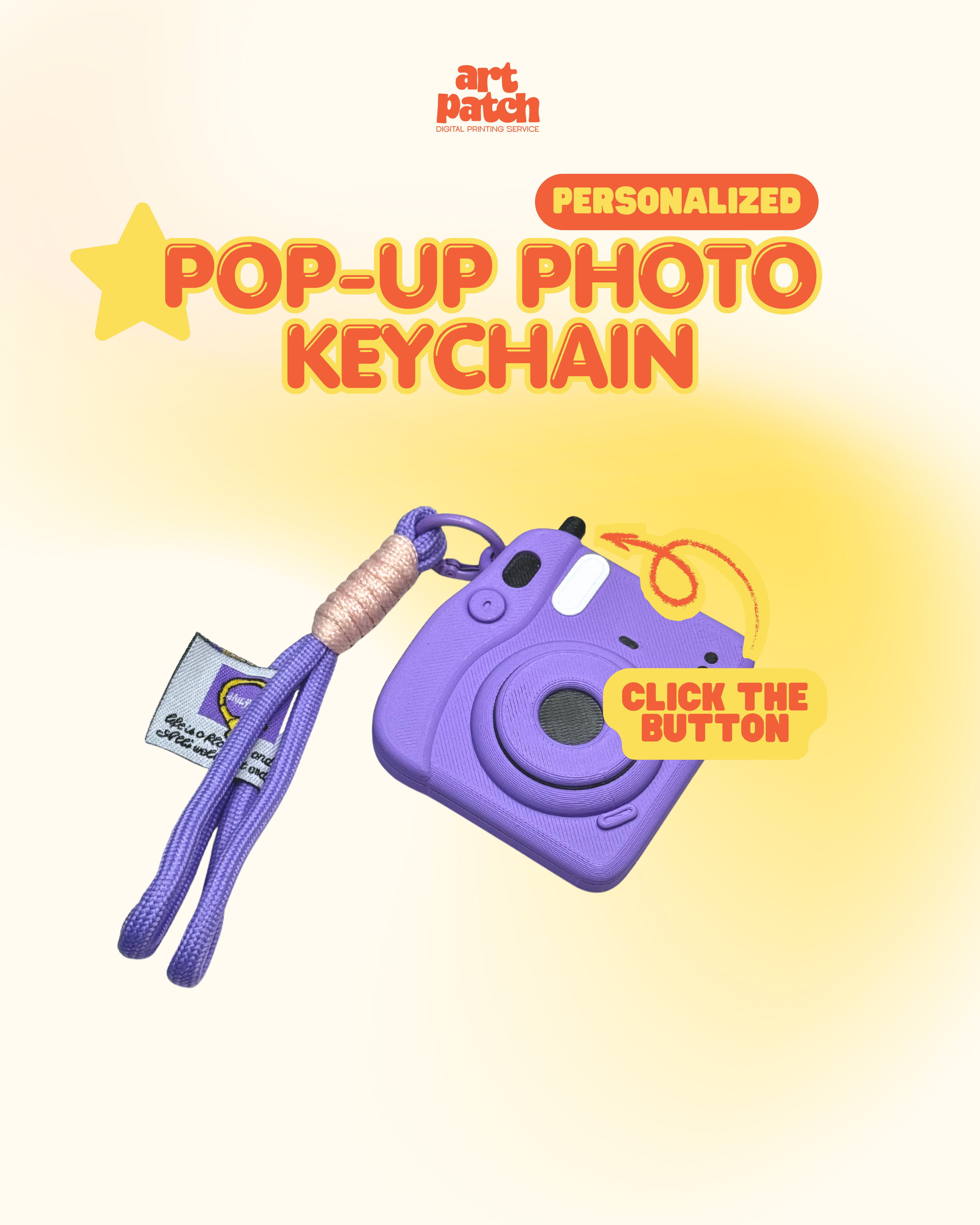 Personalized 3D Printed Pop-up Photo Keychain