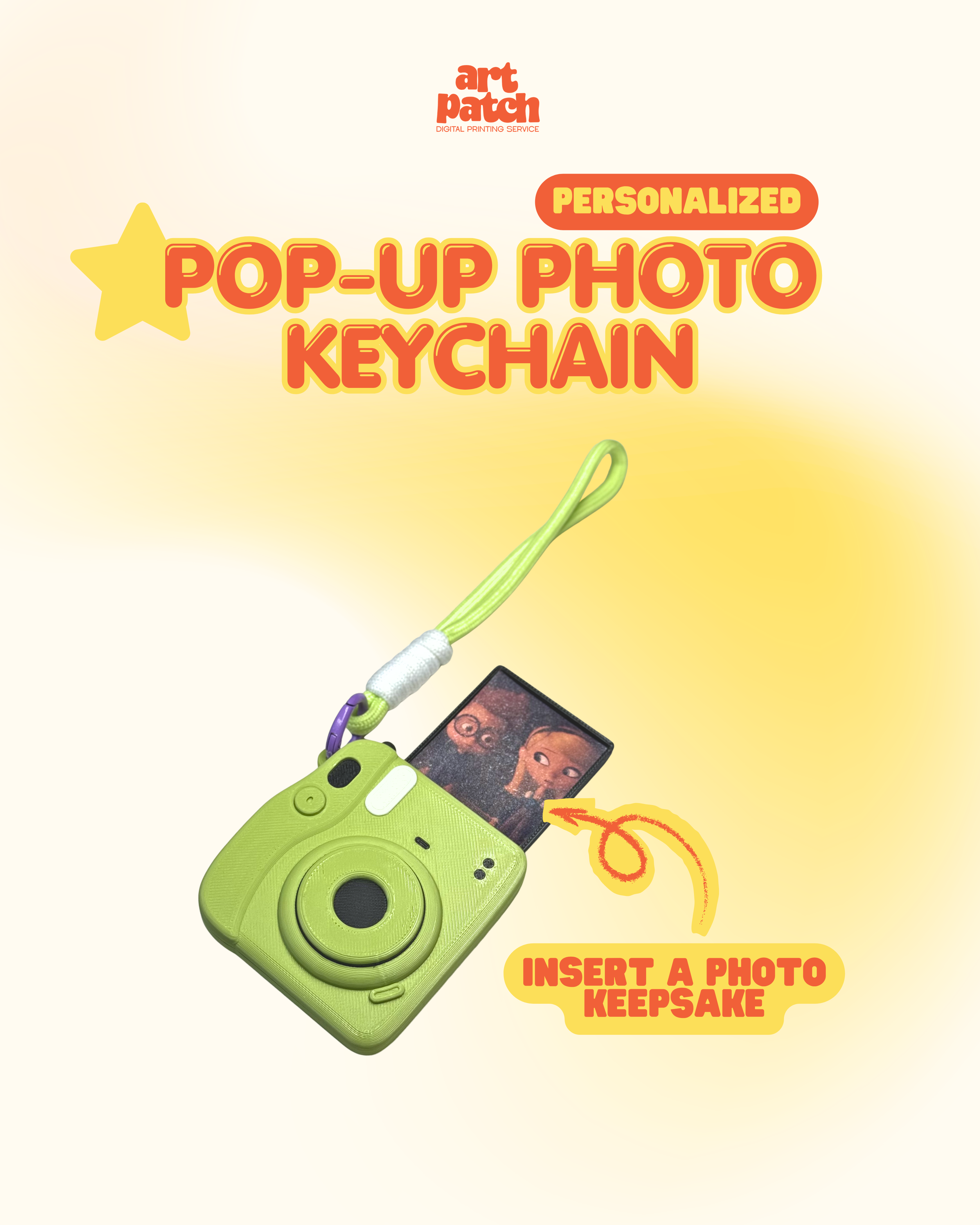 Personalized 3D Printed Pop-up Photo Keychain