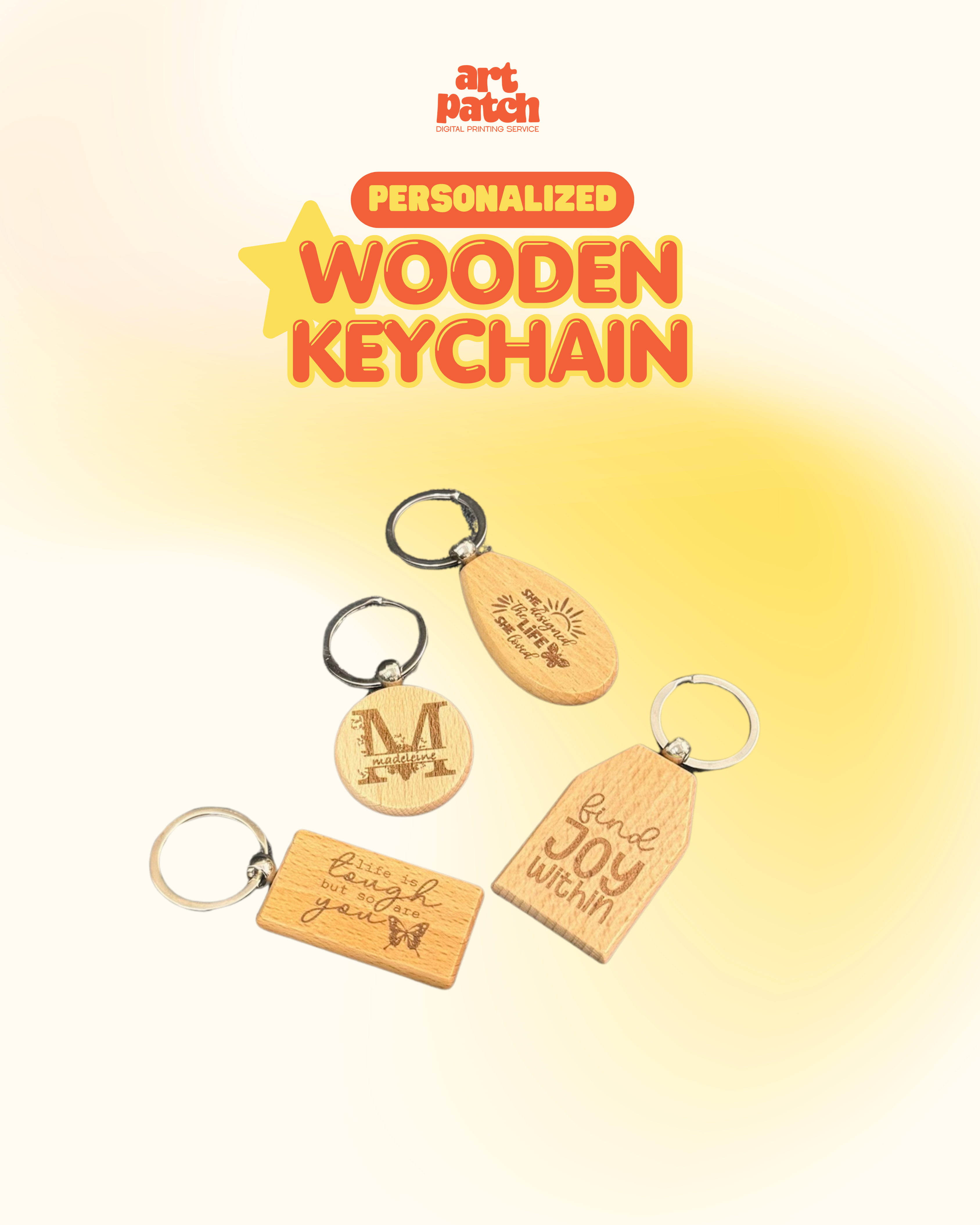 Personalized Laser Engraved Wooden Keychain